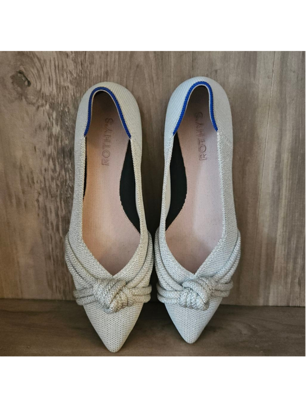 Rothy's The Knot Point II Flats Diamond Metallic Womens 8